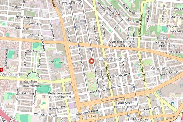 Map showing Mellotone Beer Project in Cincinnati