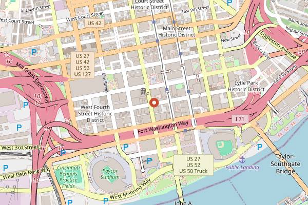 Map showing Sleepy Bee Cafe Downtown in Cincinnati