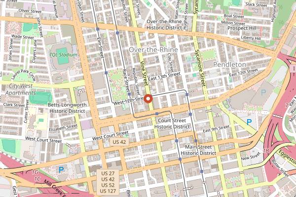 Map showing Taste of Belgium OTR in Cincinnati