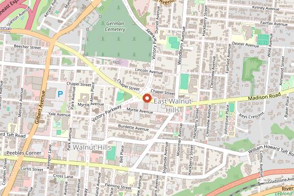 Map showing La Terza Artisan Coffee in Cincinnati