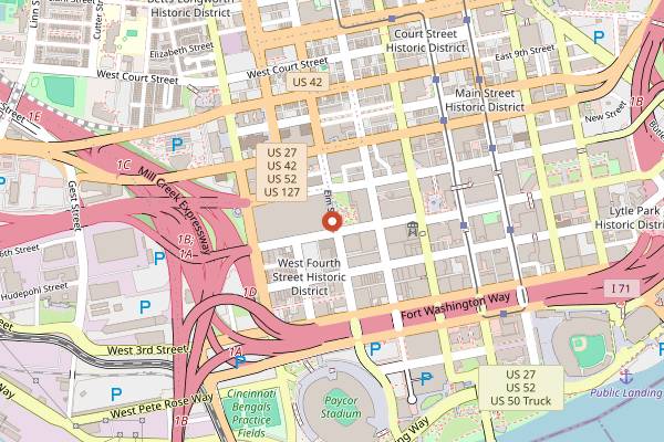 Map showing Cincy Winter Beerfest in Cincinnati