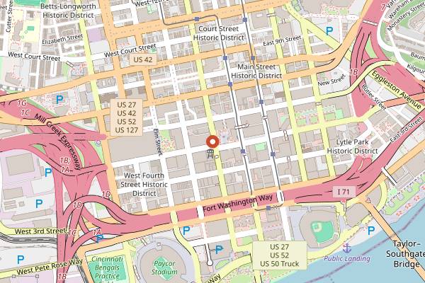 Map showing Jeff Ruby's Steakhouse in Cincinnati