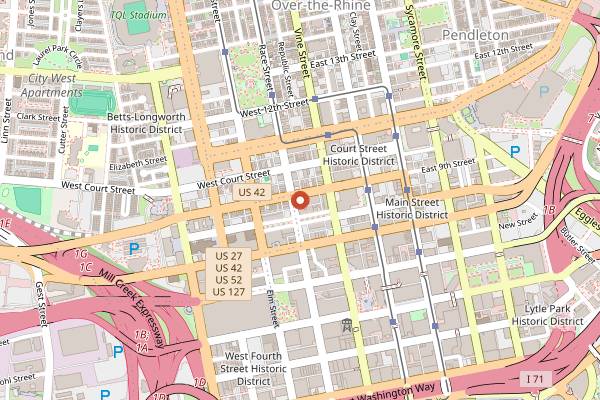 Map showing The Phoenix in Cincinnati