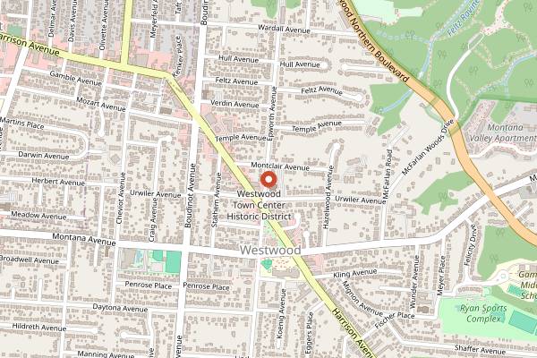 Map showing Westwood Farmers Market in Cincinnati