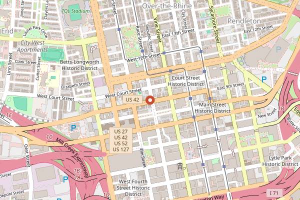 Map showing Bar 901 at the Brittany in Cincinnati