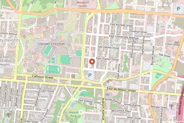 Map showing Bogart's in Cincinnati