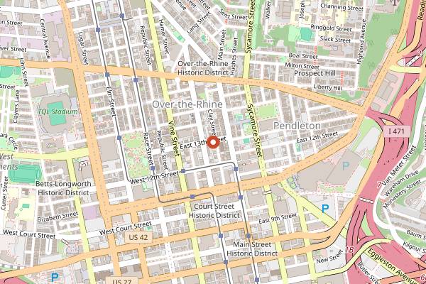 Map showing Longfellow's Other Room in Cincinnati