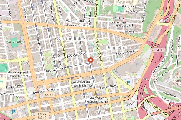 Map showing Nice Life OTR in Cincinnati