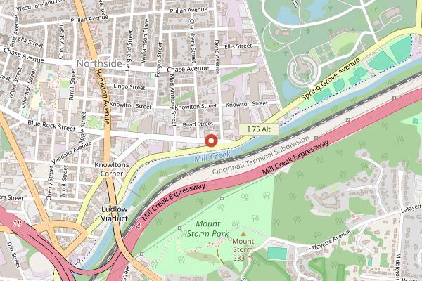 Map showing Northside Yacht Club in Cincinnati