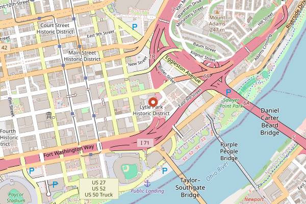 Map showing Top of the Park in Cincinnati