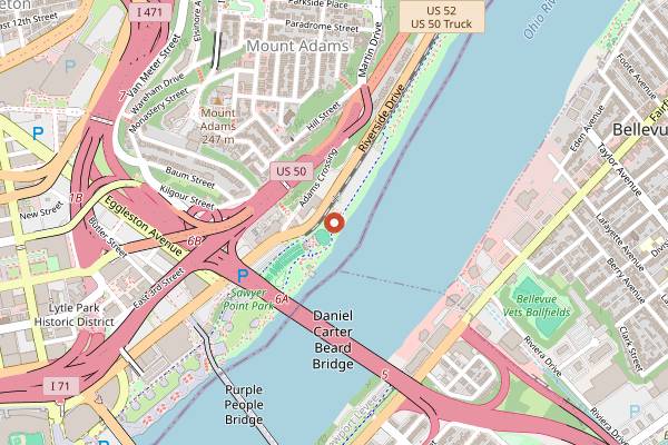 Map showing Montgomery Inn Boathouse in Cincinnati