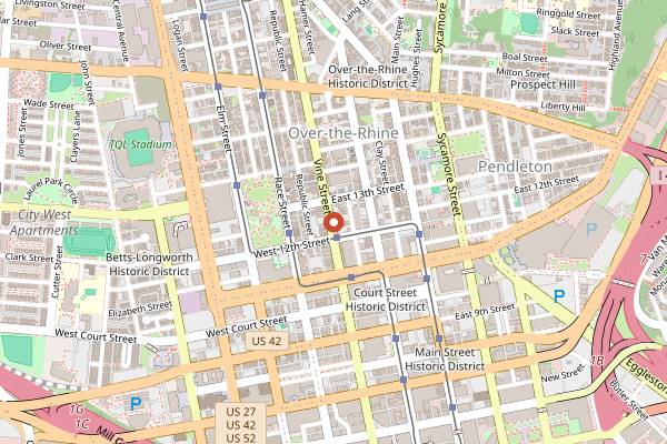 Map showing Abigail Street Wine Bar in Cincinnati