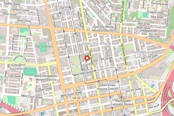Map showing Ghost Baby Wine Cellar in Cincinnati