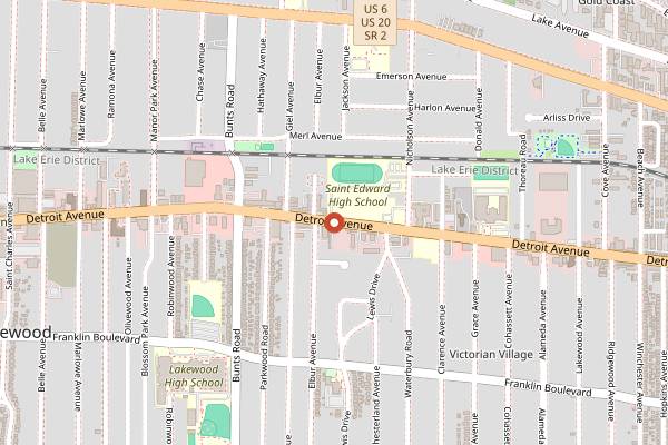 Map showing Breadsmith of Lakewood in Cleveland