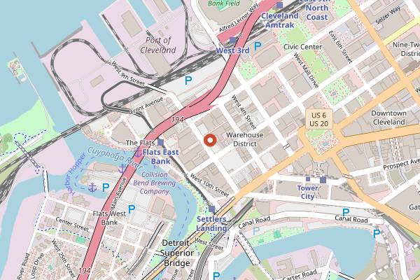 Map showing Gillespie's Map Room in Cleveland