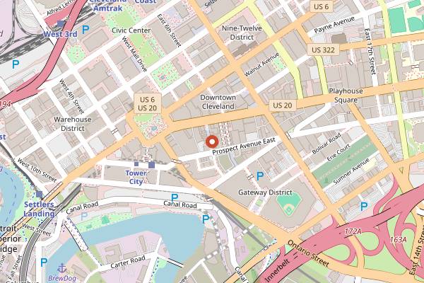 Map showing Society Lounge in Cleveland