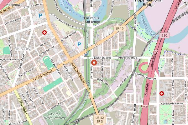Map showing Velvet Tango Room in Cleveland