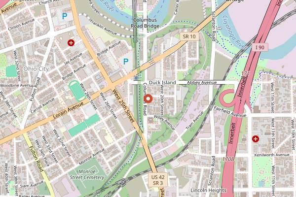 Map showing Forest City Brewery in Cleveland