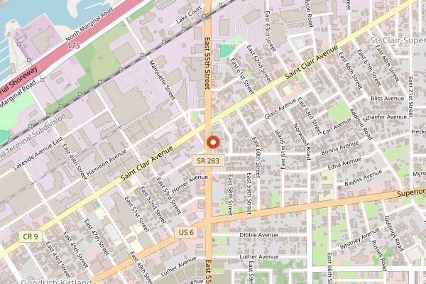 Map showing Goldhorn Brewery in Cleveland