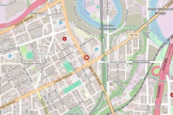 Map showing Market Garden Brewery in Cleveland
