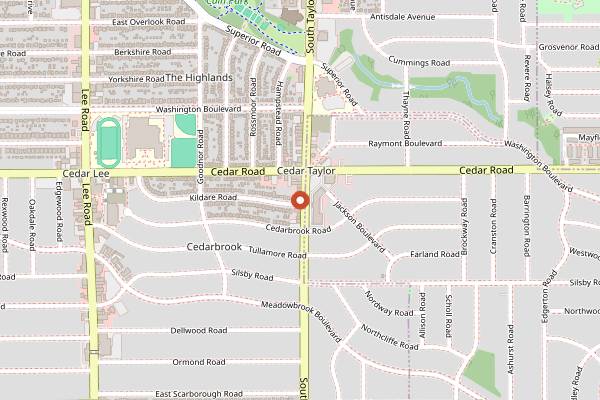Map showing Rising Star Coffee Cleveland Heights in Cleveland