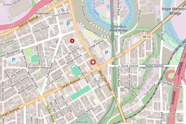 Map showing Bright Side in Cleveland