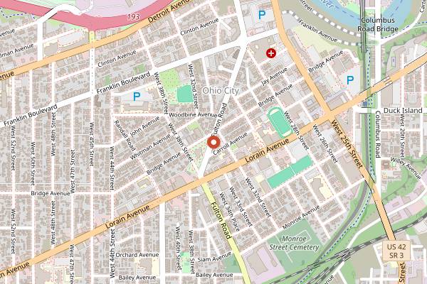 Map showing Le Petit Triangle Cafe in Cleveland