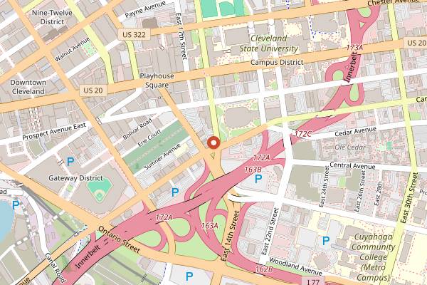 Map showing Tri-C Chefs' Table Culinary Classes in Cleveland