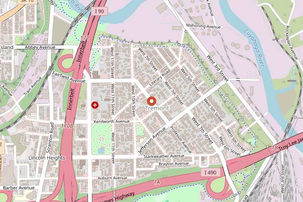 Map showing Taste of Tremont in Cleveland