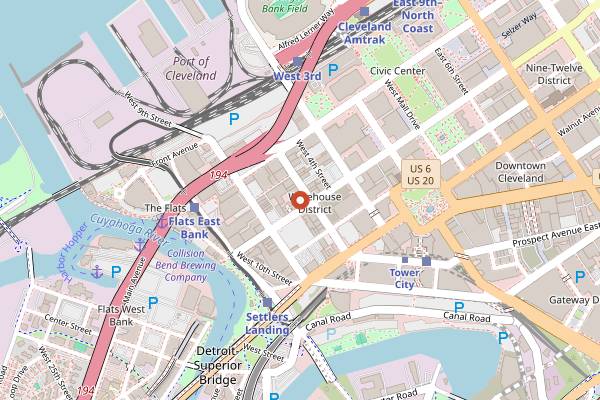 Map showing Blue Point Grille in Cleveland