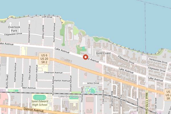 Map showing Pier W in Cleveland