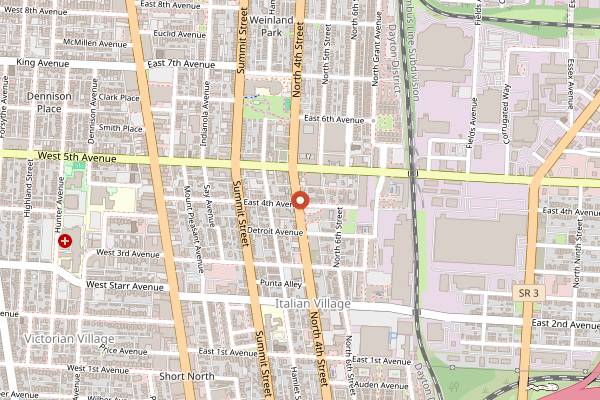 Map showing Seventh Son Brewing in Columbus