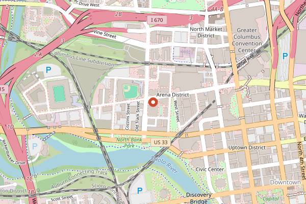 Map showing Sunny Street Cafe Arena District in Columbus