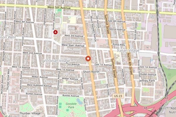 Map showing Northstar Cafe Bowl in Columbus