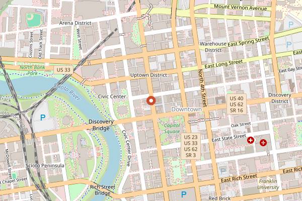 Map showing Brioso Coffee in Columbus