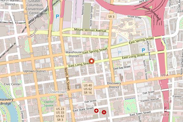 Map showing The Roosevelt Coffeehouse in Columbus