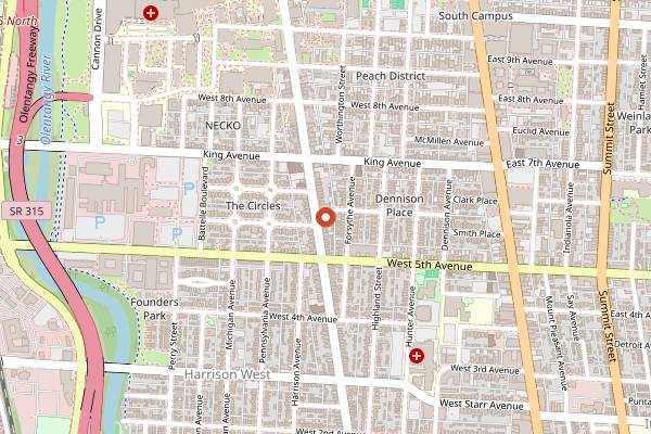 Map showing Stauf's Coffee Victorian Village in Columbus