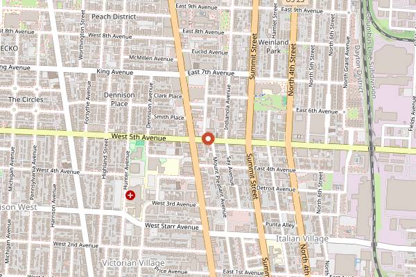 Map showing Hoof Hearted Brewing Fifth Avenue in Columbus