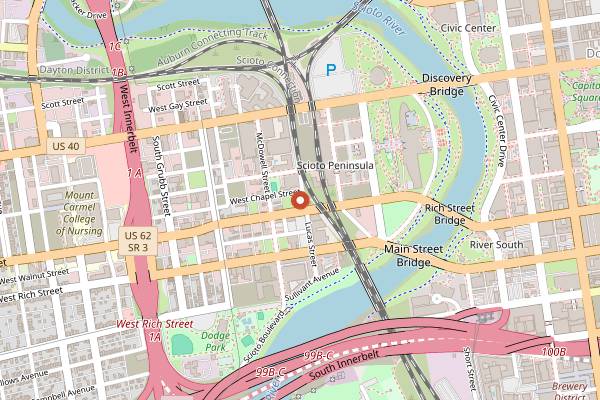 Map showing Land-Grant Brewing Taproom in Columbus