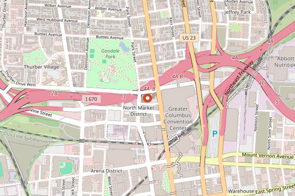 Map showing Columbus Greek Festival in Columbus