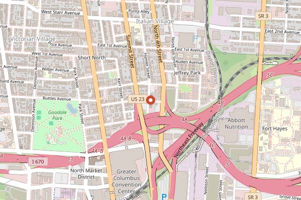 Map showing Columbus Italian Festival in Columbus
