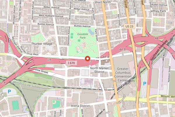Map showing Highball Halloween in Columbus
