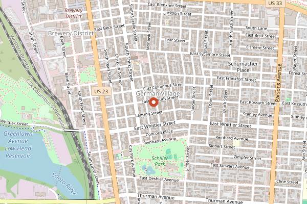 Map showing Old Mohawk in Columbus