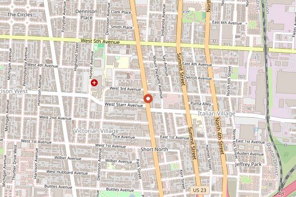 Map showing Mikey's Late Night Slice Short North 2 in Columbus