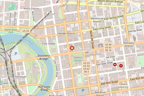 Map showing Pearl Market in Columbus