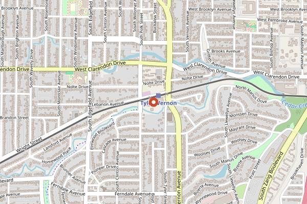 Map showing Oak Cliff Bread in Dallas