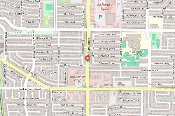 Map showing San Martin Bakery in Dallas