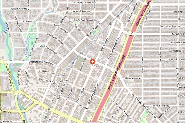 Map showing Village Baking Co. (Knox St) in Dallas
