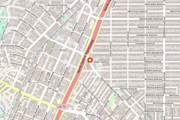 Map showing Barcelona Wine Bar in Dallas