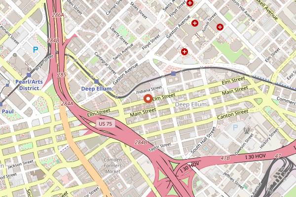 Map showing Brick and Bones in Dallas
